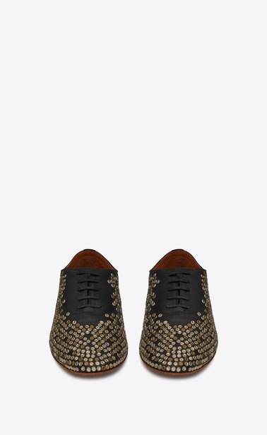 SAINT LAURENT Classic Shoes Man RIVE GAUCHE studded brogues in black leather b_V4